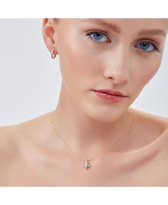 Blue Moonstone Sterling Silver Pendant Necklace With Fine Italian Chain