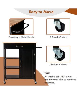Mobile Kitchen Island Cart Serving Utility Trolley Drawer Shelf Towel Rack