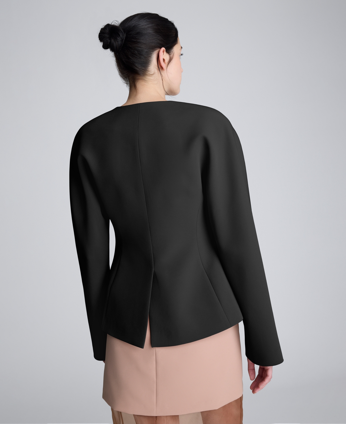 Kenneth Cole Luxe Twill Rounded Shoulder Jacket In Black