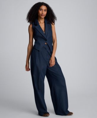 Women's Pinstripe Sleeveless Vest