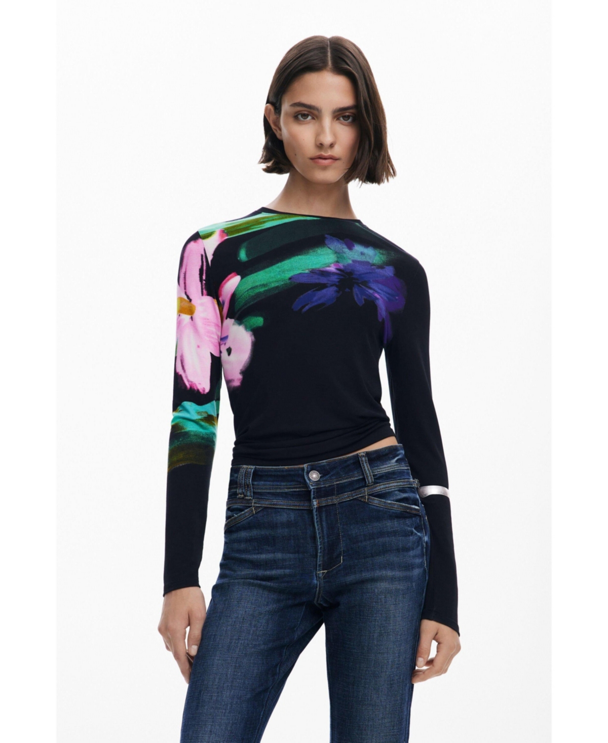 Desigual Flare Leg Jeans In Blue