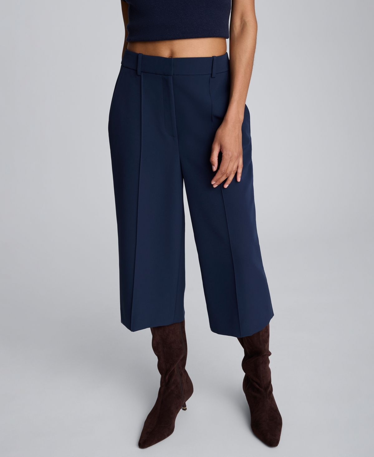 Kenneth Cole Women's High-rise Wide Leg Culottes Pants In Black
