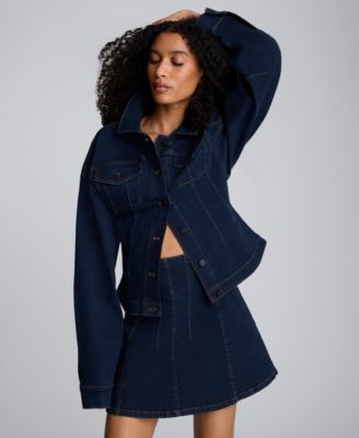 Women's Corset Waist Denim Trucker Jacket