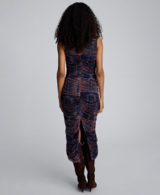 Women's Printed Ruched Midi Dress