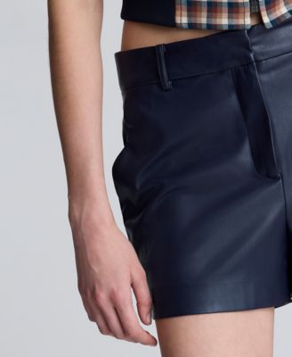 Women's Faux Leather Mid-Rise Shorts