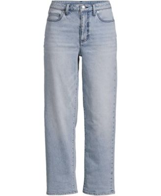 Women's Soft Denim Mid Rise Relaxed Straight Crop Jeans