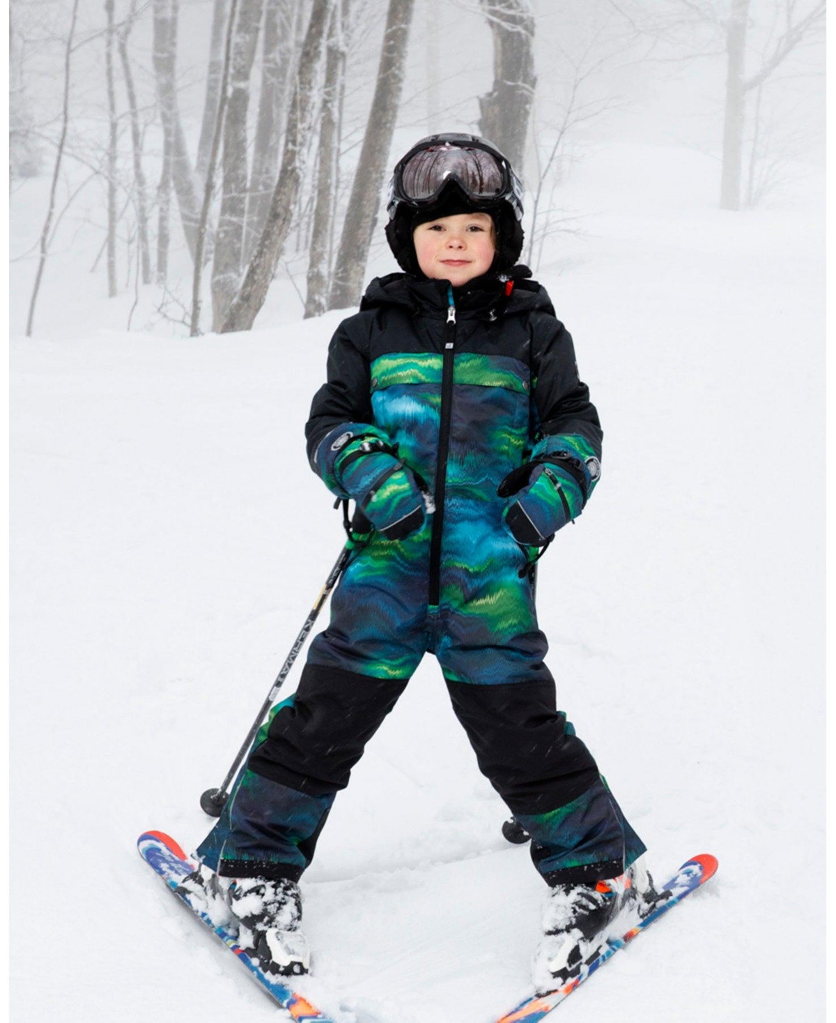 Deux par Boy One-Piece Teknik Snowsuit Aurora Borealis
