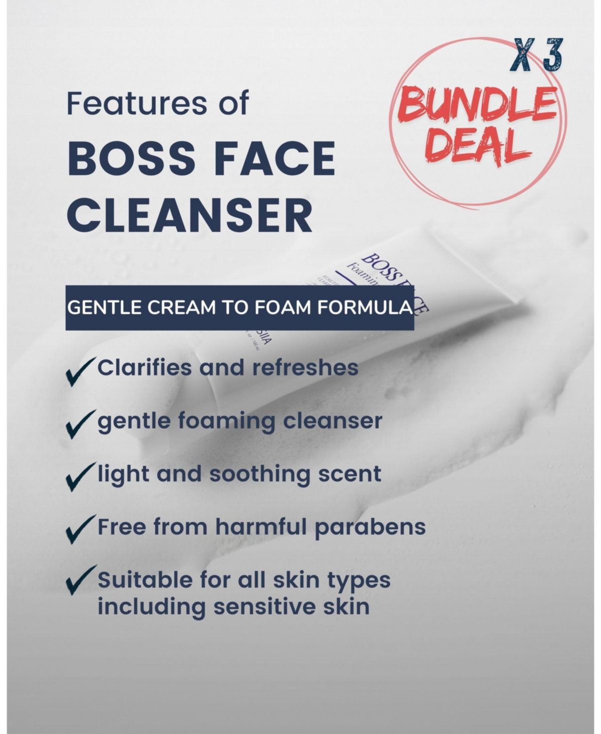 Siia Cosmetics 3-Pc. Boss Face Foaming Cleanser