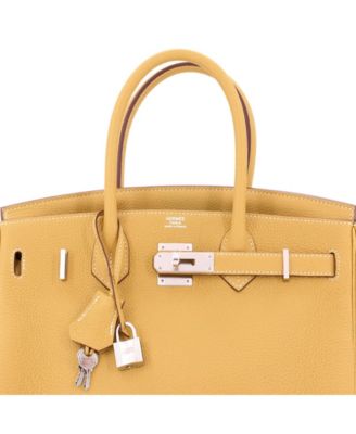 Pre-Owned Hermes Birkin 30 Handbag Yellow Togo with Palladium Hardware