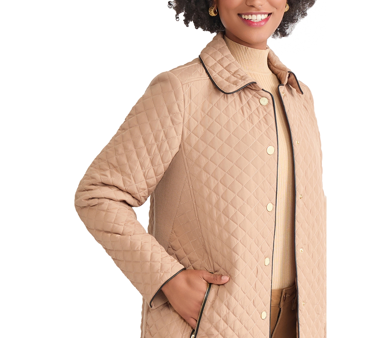 Jones New York Quilted Jacket In Brown