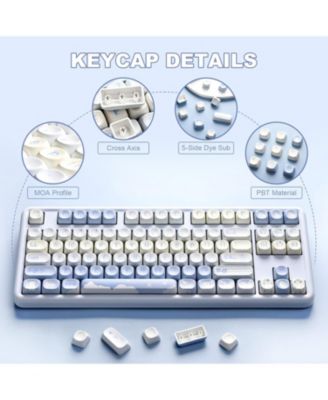 132 Keys MOA Keycaps, Dye-Sublimation PBT Custom Keycap Set, Cute Bear Customized Pattern Keycaps for MX Switches Mechanical Gaming Keyboard