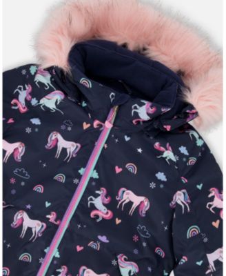 Toddler Girls Two-Piece Play Snowsuit with Printed Jacket and Solid Pant Candy Pink - Toddler|Child