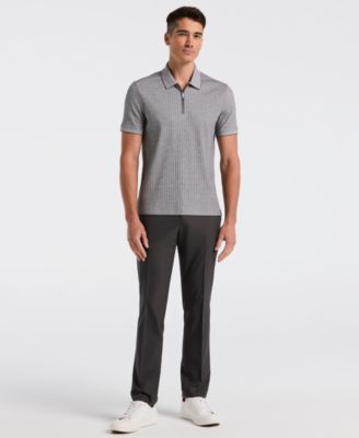 Men's Slim-Fit Ribbed Zip Polo Shirt