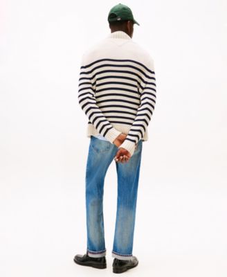 Men's Breton Stripe Mockneck Sweater