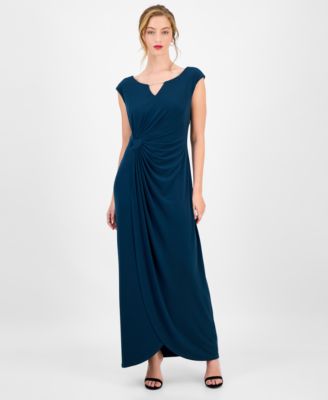 Connected - Women's Rhinestone-Embellished Drape-Front Dress