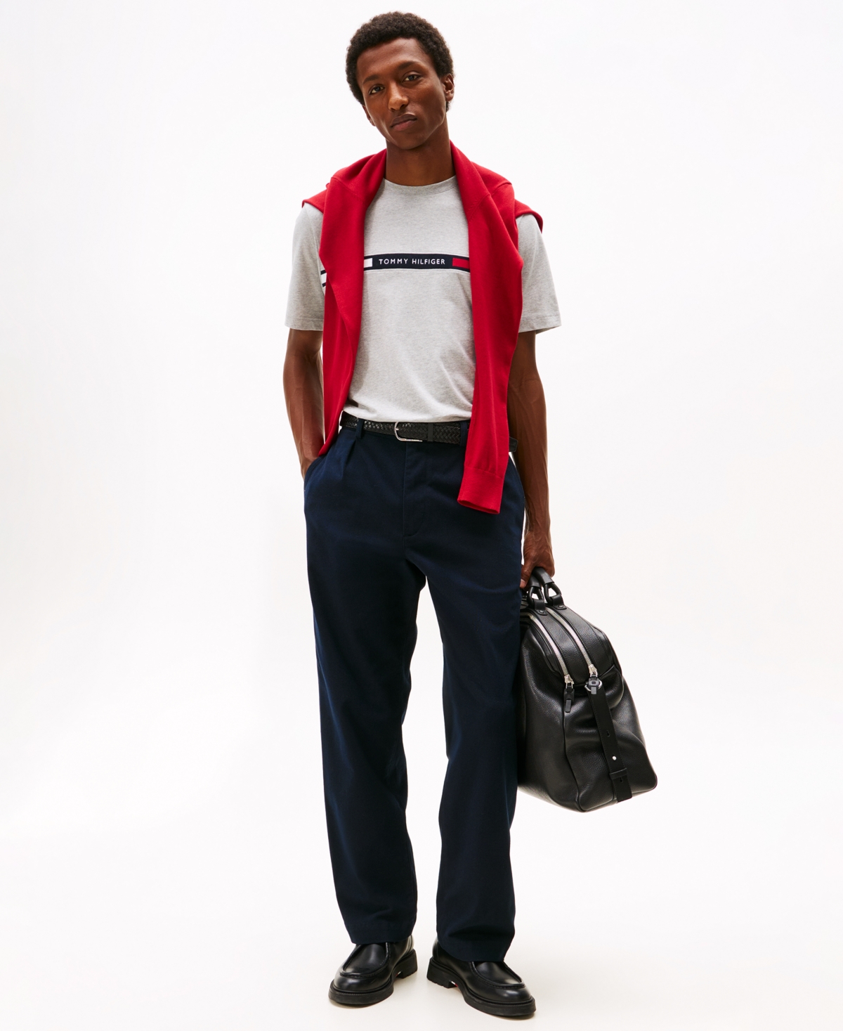 Tommy Hilfiger Tommy Flag Stripe T In Gray