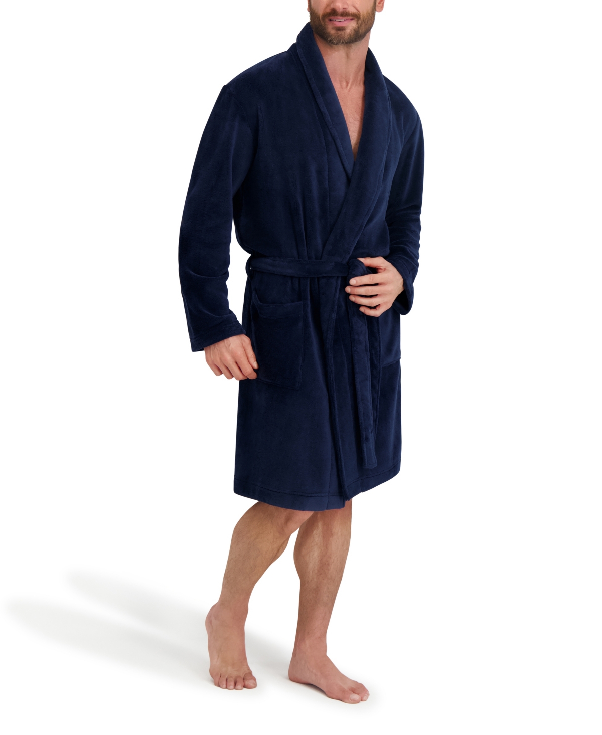 Hanes Men's Adjustable Plush Robe In Blue