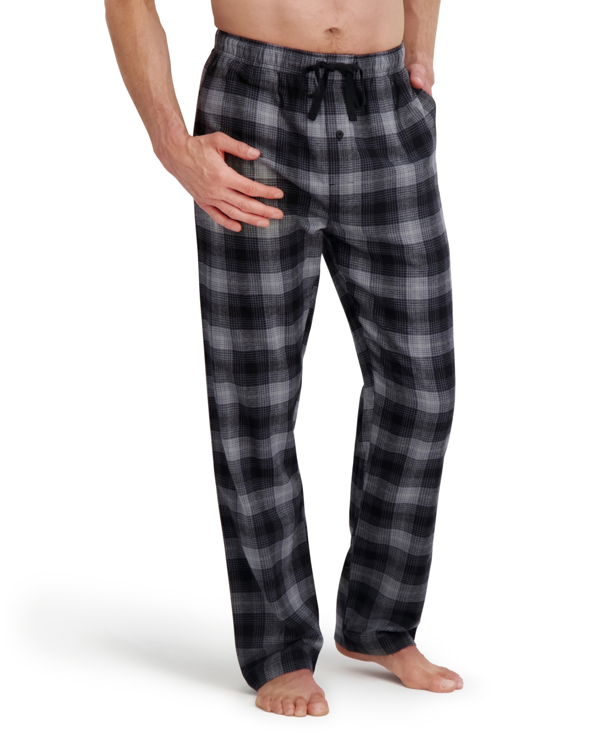 Hanes Men's Flannel Drawstring Sleep Pants In Black