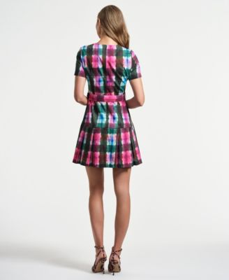 Women's Belted Pleated Short Dress