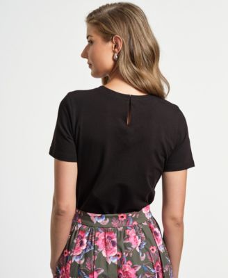 Women's Crystal Bow Neck T-Shirt