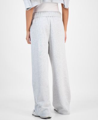 Juniors' Wide-Leg Fleece Sweatpants 
