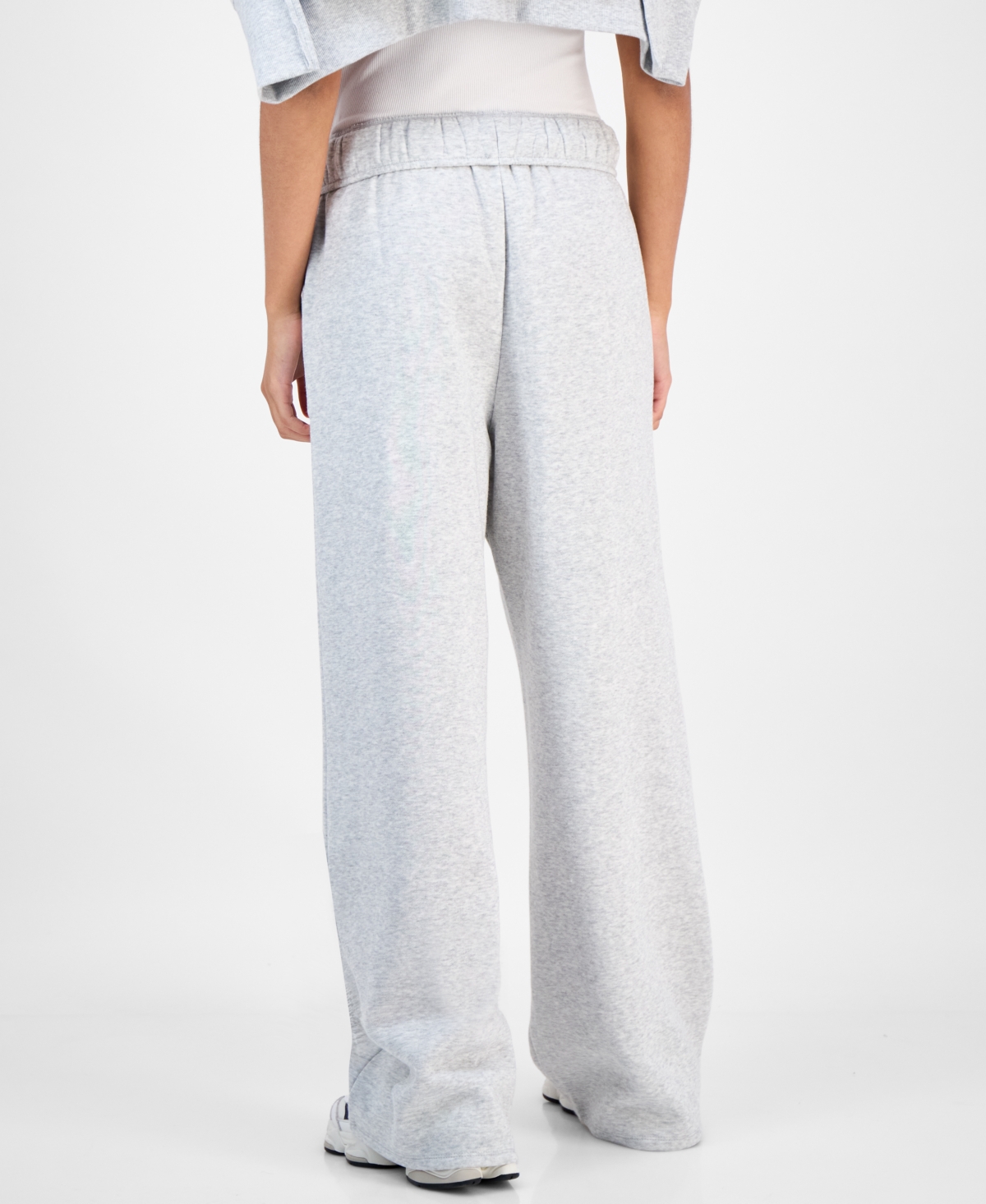 Planet Heart Juniors' Wide-leg Fleece Sweatpants In Gray