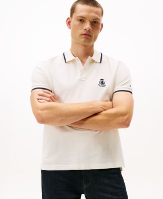 Men's Seasonal Embroidered Crest Regular Fit Tipped Polo Shirt