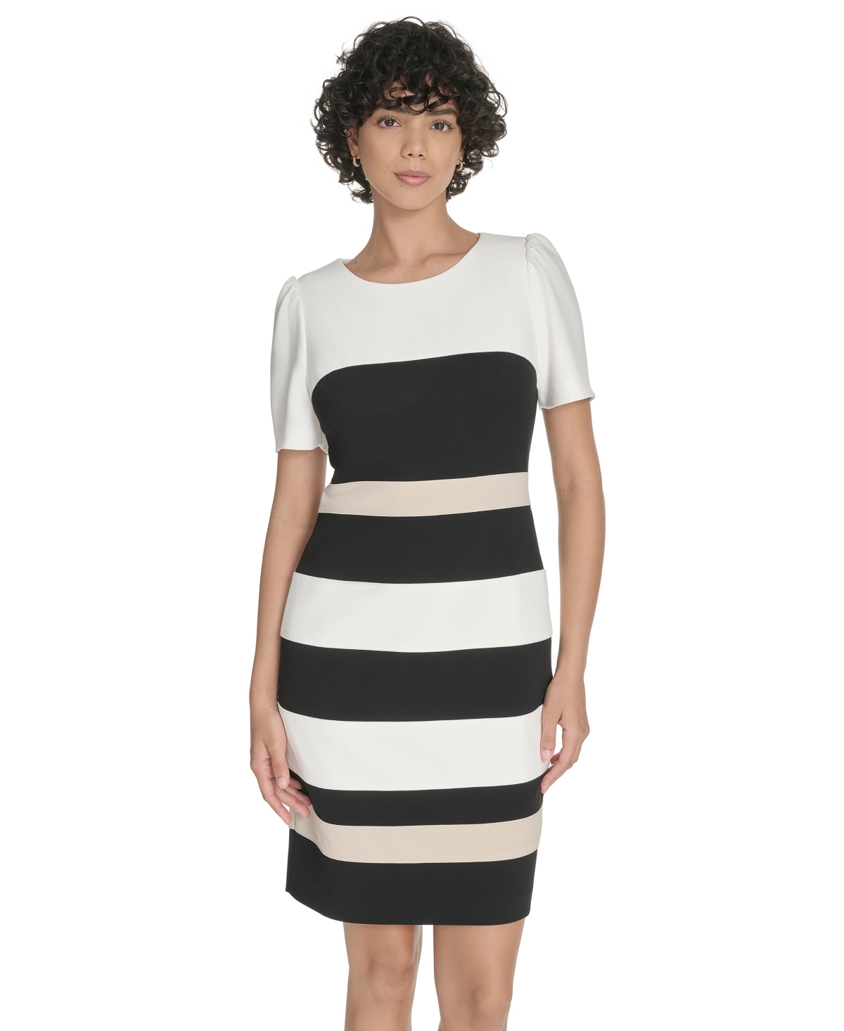Tommy Hilfiger Women's Colorblocked Scuba-crepe Dress In White