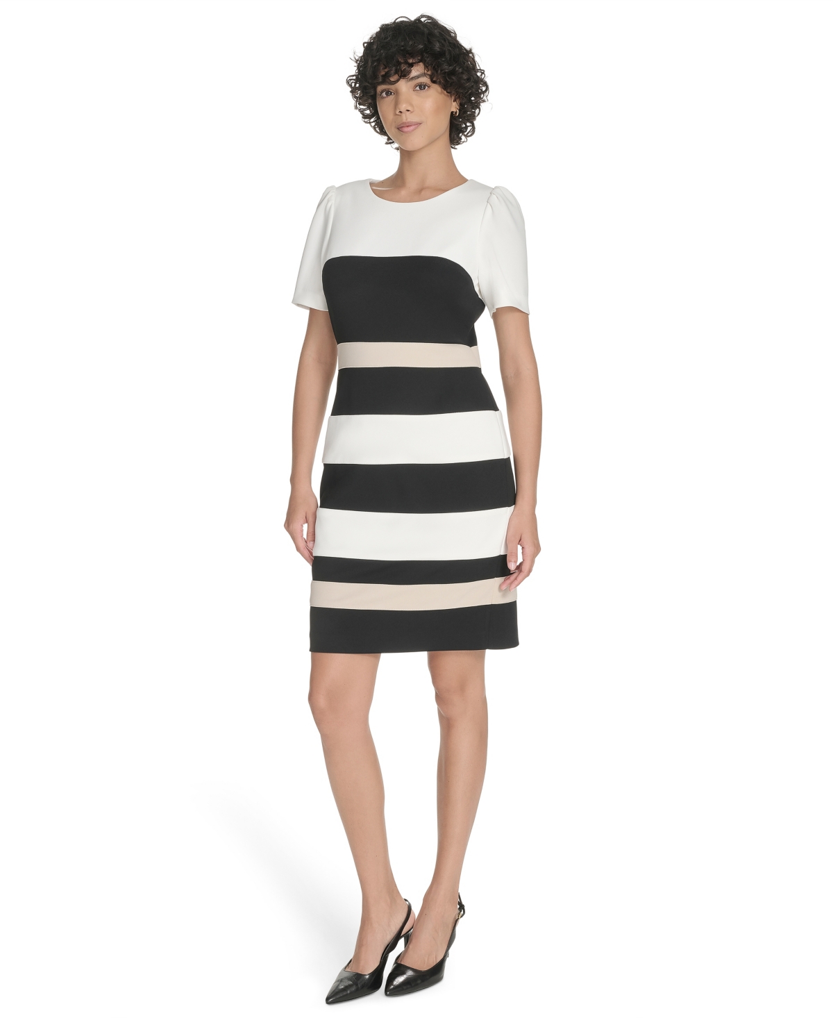 Tommy Hilfiger Women's Colorblocked Scuba-crepe Dress In White
