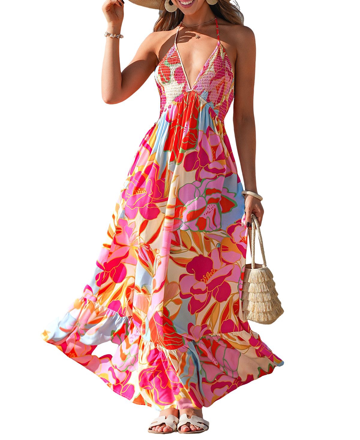 Women's Peachy Play Floral Maxi Beach Dress - Red