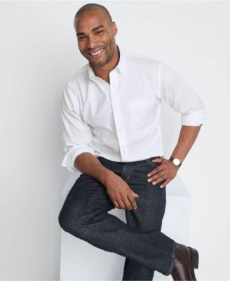 Men's Traditional Fit Solid No Iron Supima Pinpoint Buttondown Collar Dress Shirt