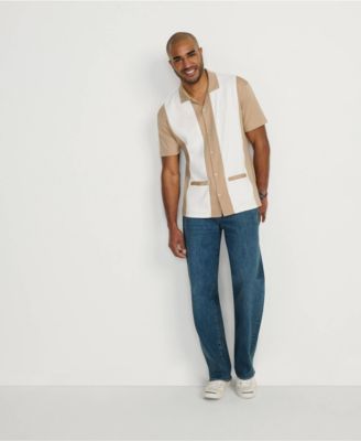 Men's Short Sleeve Supima Retro Camp Collar Button Through Shirt