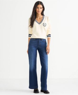 Petite Recover High Rise Wide Leg Blue Jeans