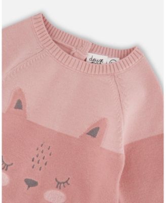 Baby Girls Knitted Bi-Color Cat Romper Old Pink