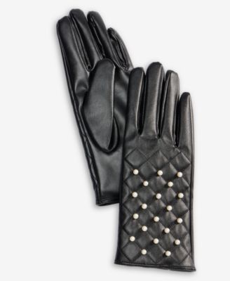 I.N.C. International Concepts - Imitation Pearl Embellished Quilted Gloves