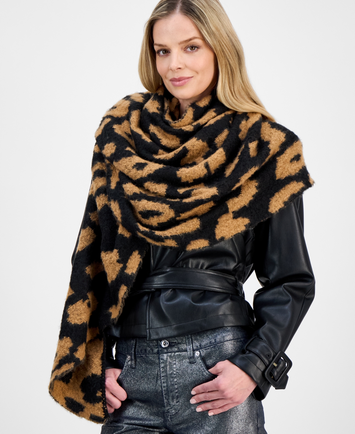 I.n.c. International Concepts Leopard Print Bias Cut Scarf, Macy's Exclusive
