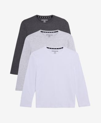 3 Pack Kids And Boys Basic Long Sleeve Crewneck T-Shirts