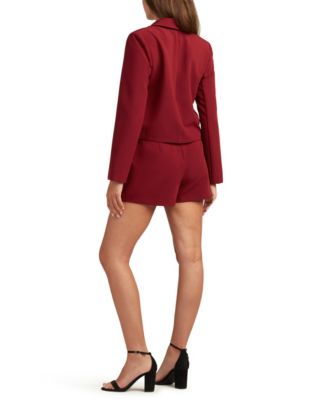 Bcx Juniors Soft Stretch Twill Long Sleeve Jacket Button Skort In Red