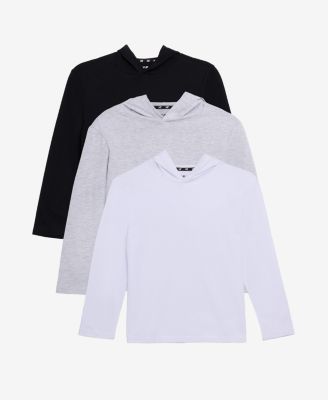3 Pack Kids And Boys Basic Long Sleeve Hoodie T-Shirts