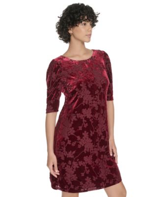 Women's Short Ruched Sleeve Velvet Dress