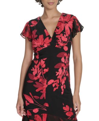 Women's Flutter Sleeve Chiffon Dress