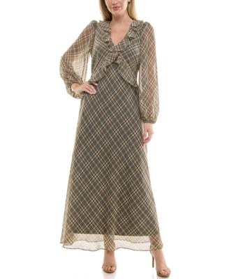 Taylor - Women's Ruffled Chiffon Fit & Flare Dress
