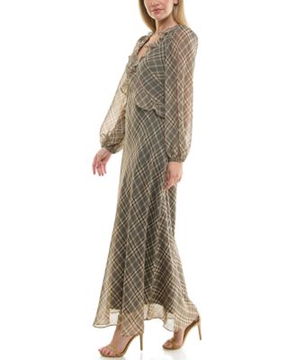 Women's Ruffled Chiffon Fit & Flare Dress