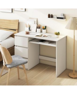 Computer Desk with Power Outlet Keyboard Tray and 3 Large Drawers