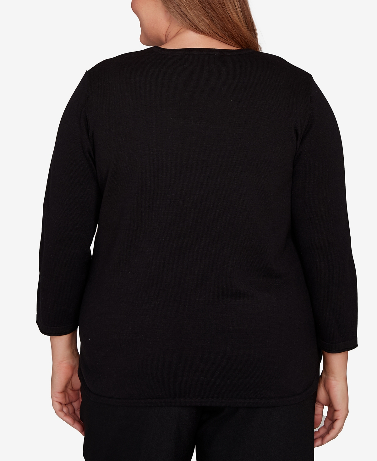 Alfred Dunner Plus Size Classic Colorblock Long Sleeve Sweater In Blue