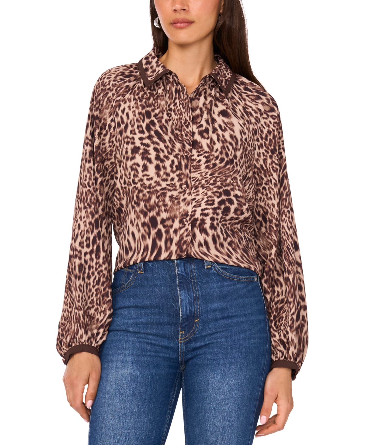 Vince Camuto Women's Printed Raglan-Sleeve Blouse