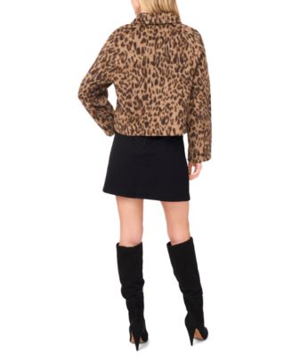 Women's Animal-Print Oversized Button-Down Collared Jacket