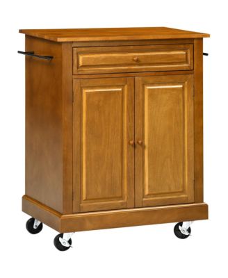 Brown Kitchen Island: Modern Rolling Cart with Drawer & Towel Racks