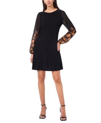 MSK - Women's Chiffon-Sleeve Jersey Shift Dress
