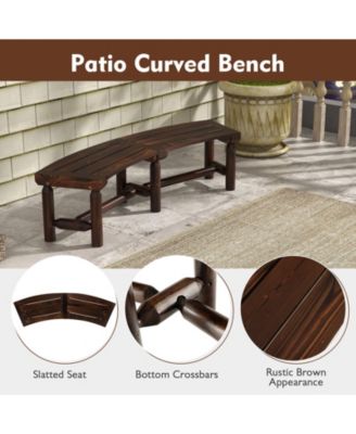 Curved Bench Carbonized Wood Dining Bench for Round Table 710 LBS Max Load Patio